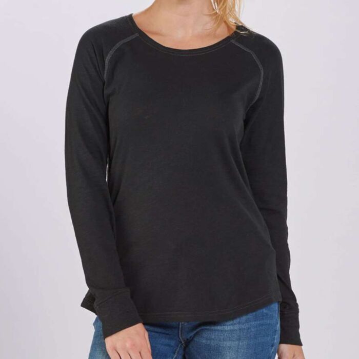 Boxercraft Women's Solid Preppy Patch Long Sleeve T-Shirt BW3166 Women's Solid Preppy Patch Long Sleeve T-Shirt Thumbnail