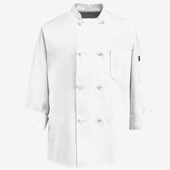 Chef Designs Eight Knot Button Chef Coat with Thermometer Pocket 0414 Eight Knot Button Chef Coat with Thermometer Pocket Thumbnail