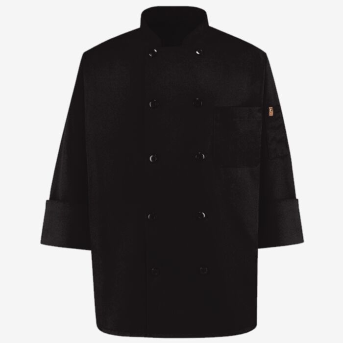 Chef Designs Ten Pearl Button Black Chef Coat 0425 Ten Pearl Button Black Chef Coat Thumbnail