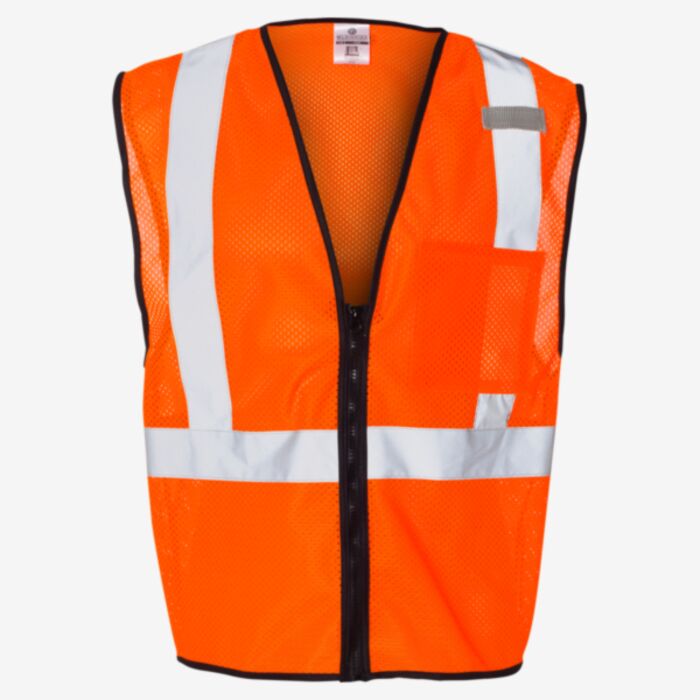 Kishigo Unisex Single Pocket Zipper Mesh Class 2 Vest 1519-1520 Unisex Single Pocket Zipper Mesh Class 2 Vest Thumbnail