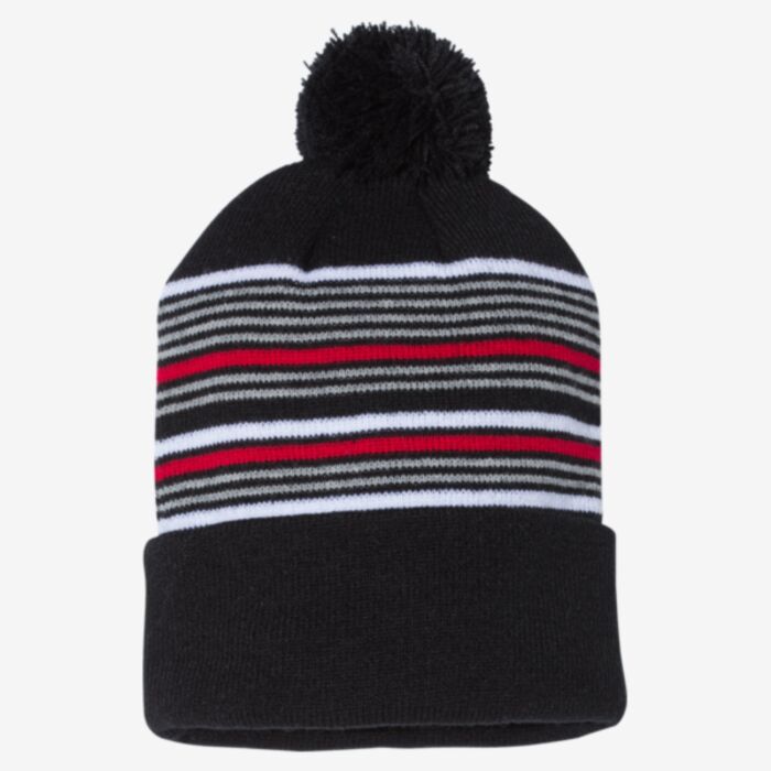 Sportsman 12" Striped Pom-Pom Cuffed Beanie SP60 12" Striped Pom-Pom Cuffed Beanie Thumbnail
