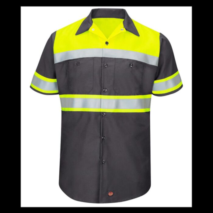 Red Kap Men's Tall Hi-Visibility Colorblock Ripstop Short Sleeve Work Shirt SY80T Men's Tall Hi-Visibility Colorblock Ripstop Short Sleeve Work Shirt Thumbnail