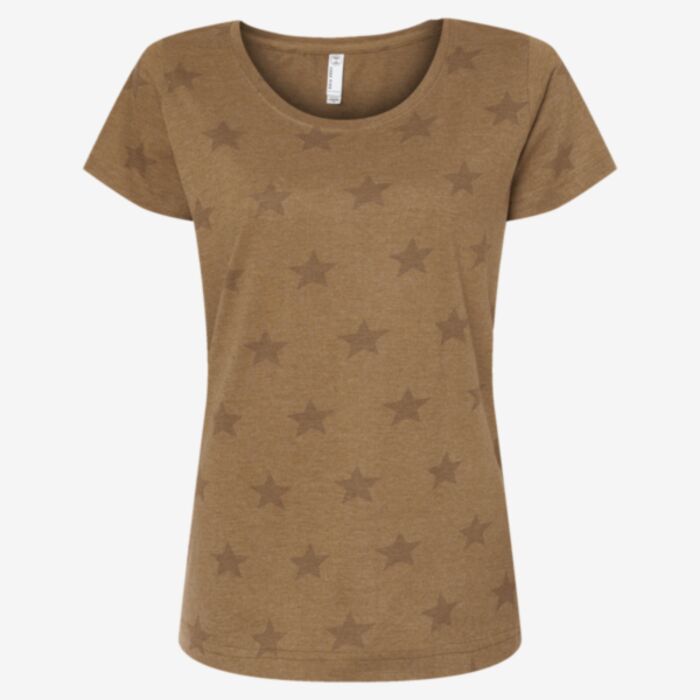 Code Five Women's Star Print Scoop Neck Tee 3629 Women's Star Print Scoop Neck Tee Thumbnail