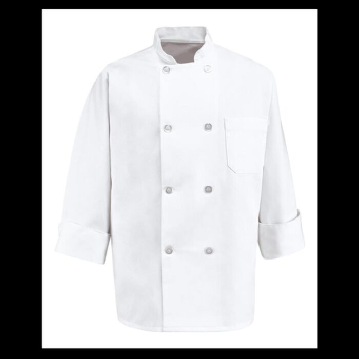 Chef Designs Eight Pearl Button Chef Coat - Tall Sizes 0403T Eight Pearl Button Chef Coat - Tall Sizes Thumbnail