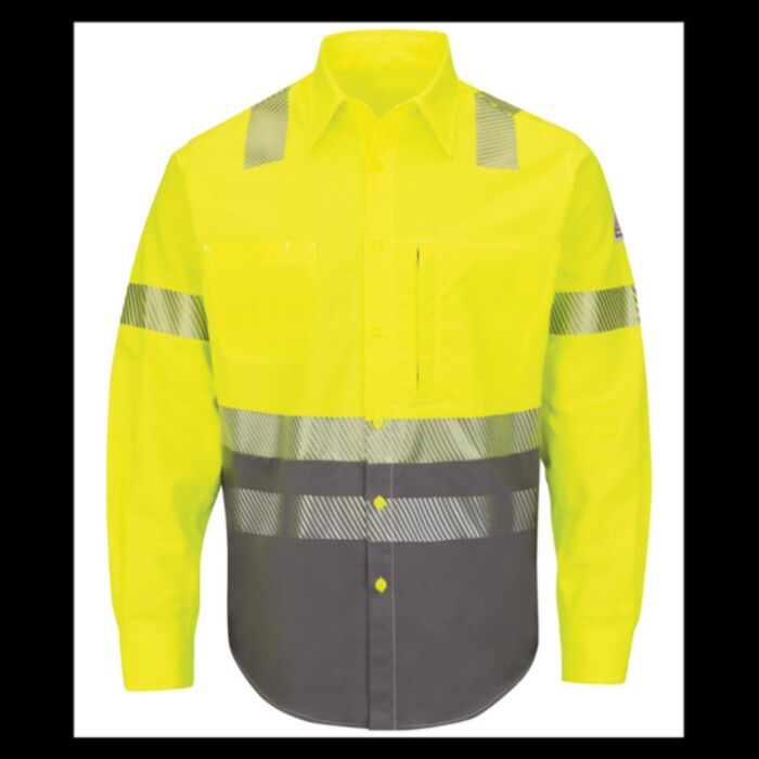 Bulwark Men's Tall Hi-Visibility Color Block Uniform Shirt - EXCEL FR® ComforTouch® - 7 oz. SLB4HT Men's Tall Hi-Visibility Color Block Uniform Shirt - EXCEL FR® ComforTouch® - 7 oz. Thumbnail